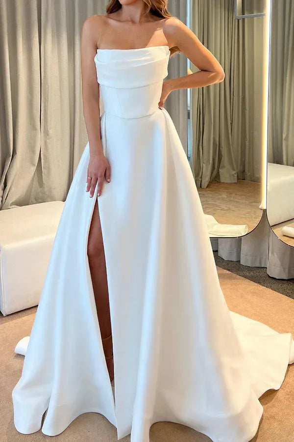 Opulent A-Line Strapless Floor-Length Wedding Dress