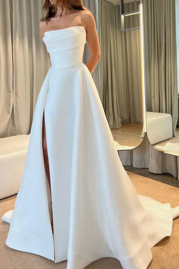 Opulent A-Line Strapless Floor-Length Wedding Dress