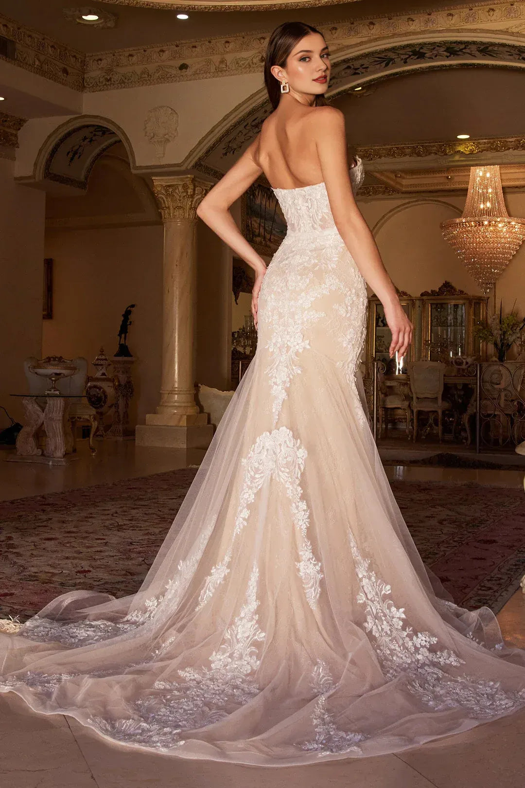 Opulent Mermaid Strapless Off-the-Shoulder Floor-Length Wedding Dress