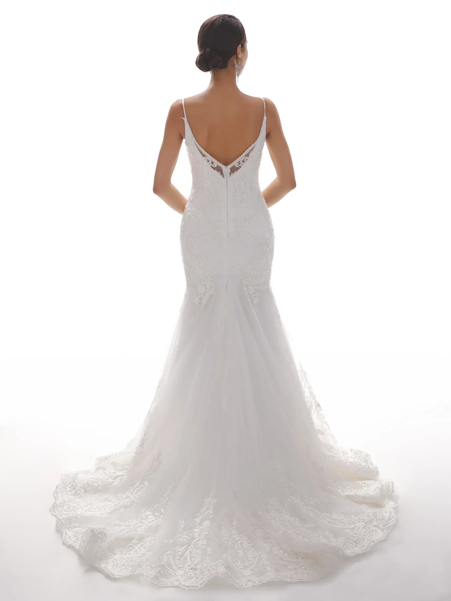 Opulent Mermaid V-Neck Spaghetti-Strap Floor-Length Wedding Dress
