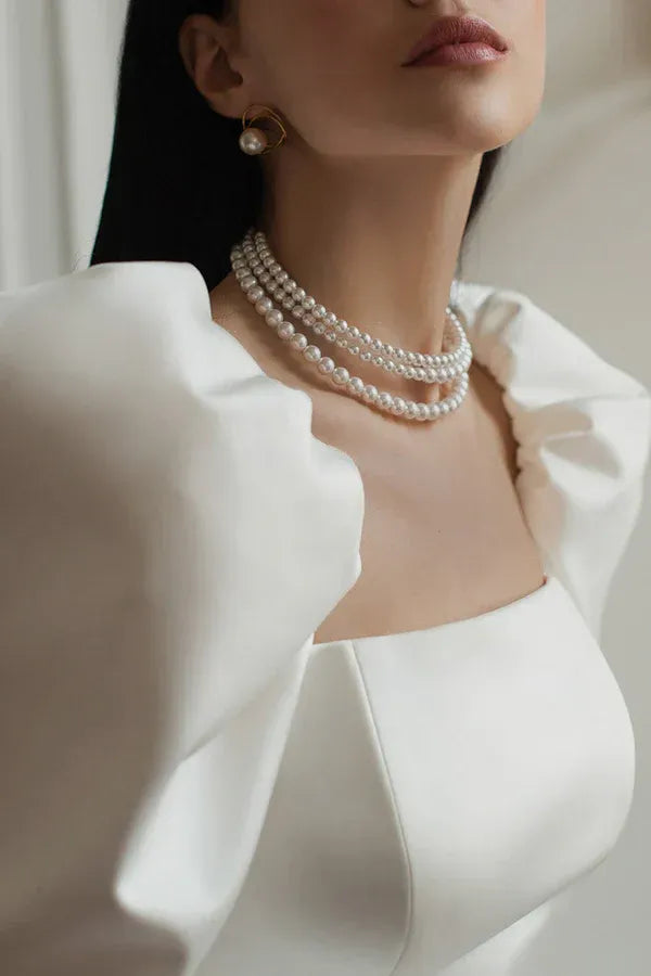 Opulent Square-Neck Puff-Sleeve A-Line Floor-Length Wedding Dress