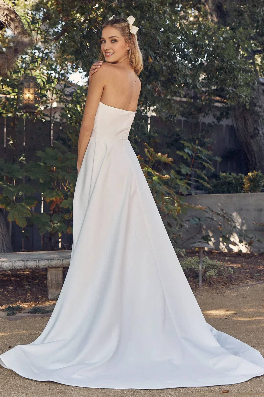 Polished A-Line Strapless Floor-Length Wedding Dress