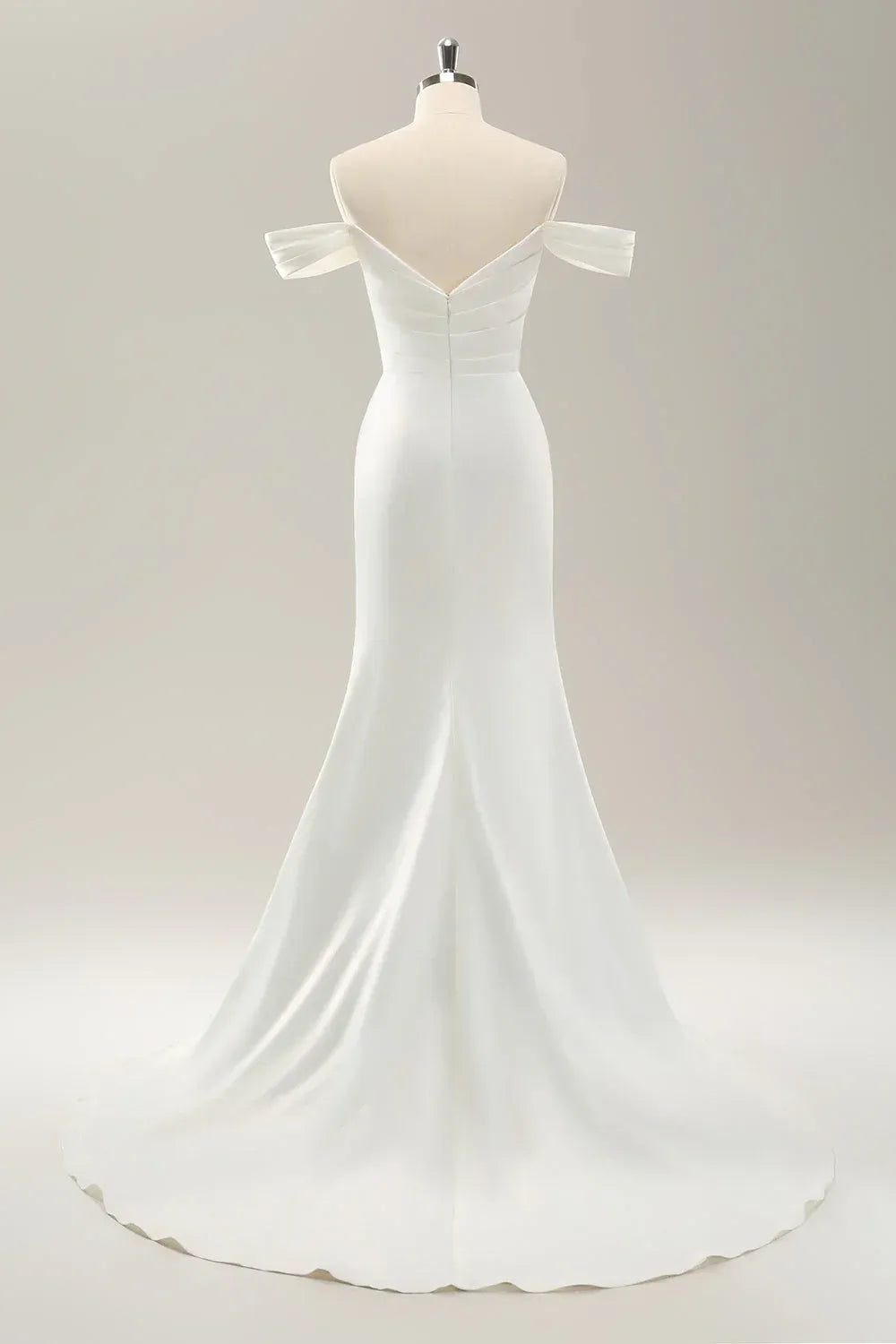 Polished Mermaid Off-the-Shoulder Floor-Length Wedding Dress