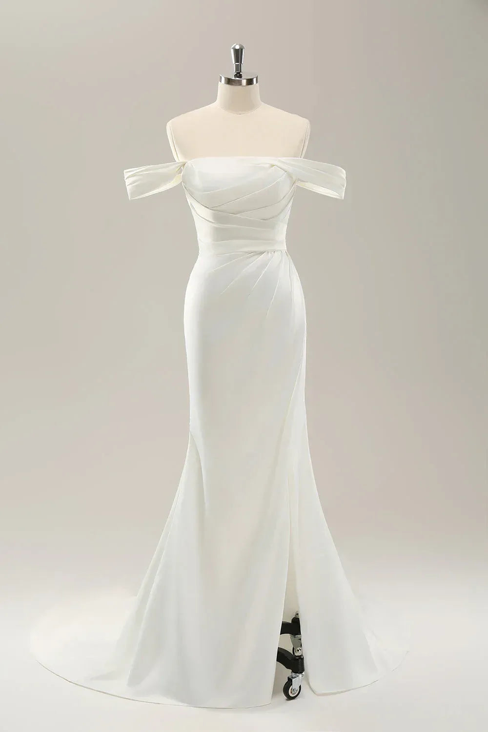 Polished Mermaid Off-the-Shoulder Floor-Length Wedding Dress