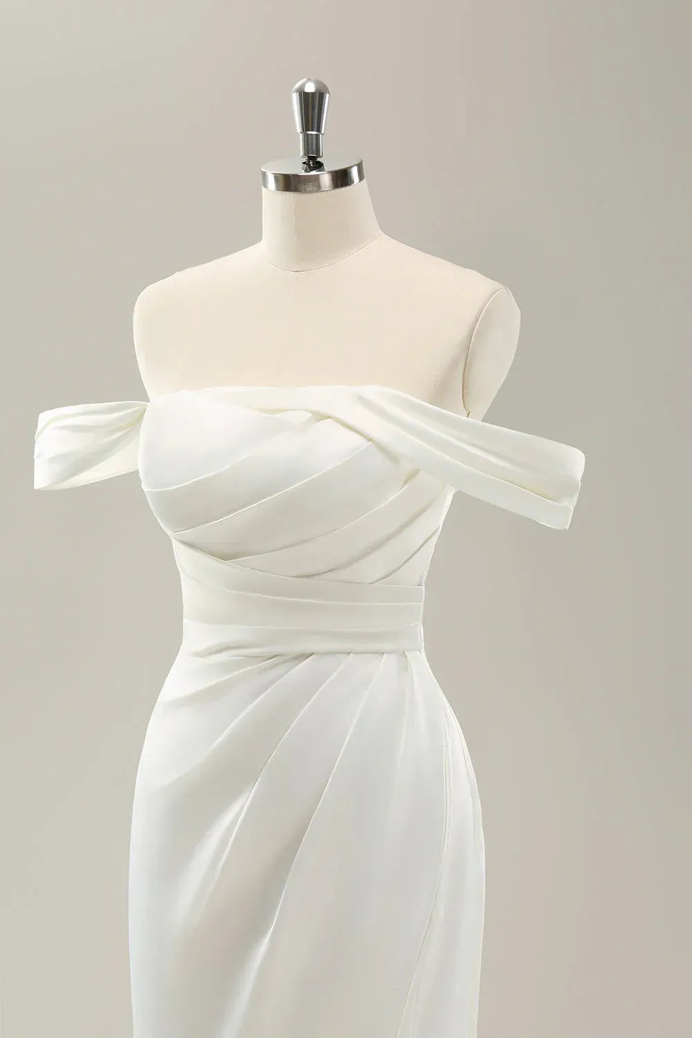 Polished Mermaid Off-the-Shoulder Floor-Length Wedding Dress
