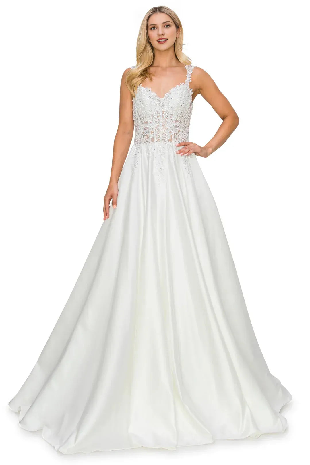 Radiant A-Line Sweetheart-Neck Spaghetti-Strap Floor-Length Wedding Dress