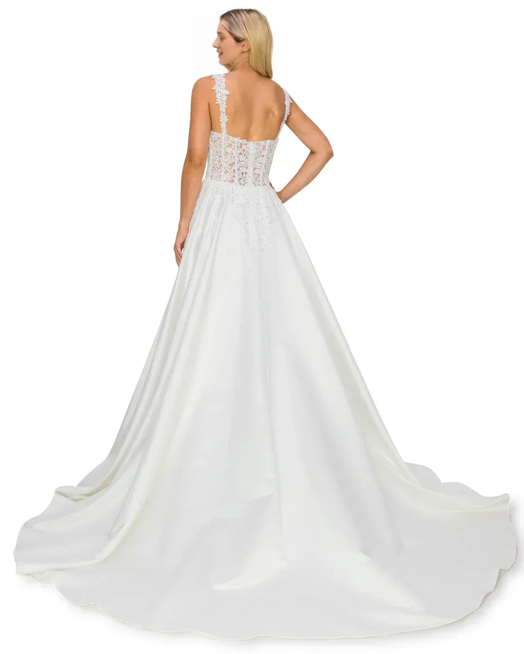 Radiant A-Line Sweetheart-Neck Spaghetti-Strap Floor-Length Wedding Dress