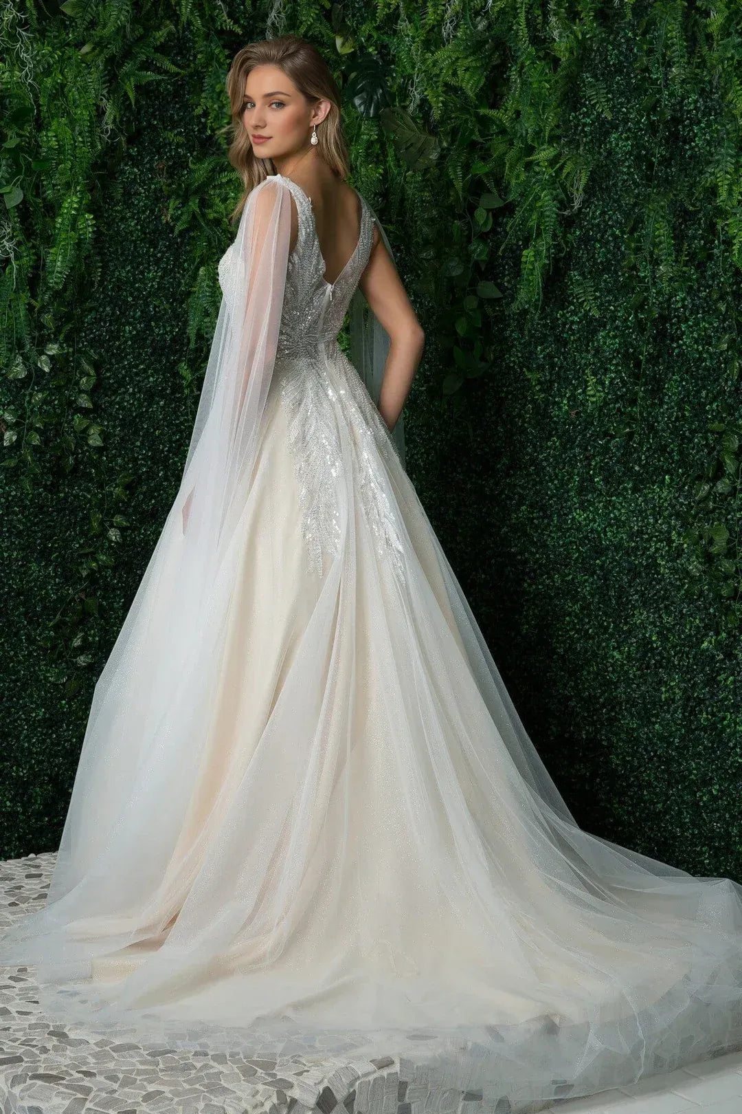 Radiant A-Line V-Neck Sleeveless Floor-Length Wedding Dress
