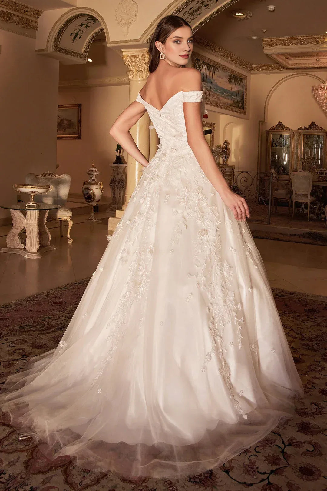 Regal A-Line Sweetheart-Neck Off-the-Shoulder Floor-Length Wedding Dress