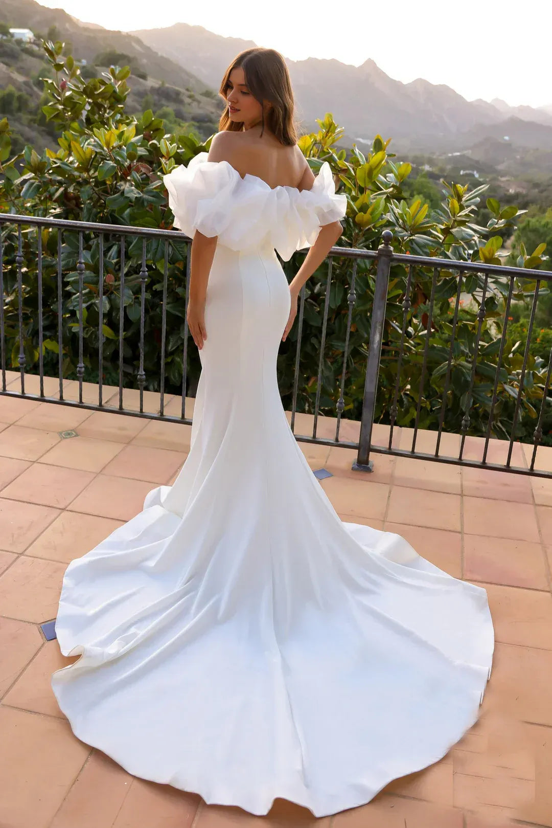 Regal Mermaid Off-Shoulder Floor-Length Wedding Dress