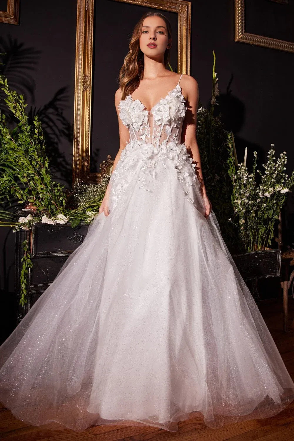 Resplendent A-Line Sweetheart-Neck Spaghetti-Strap Floor-Length Wedding Dress