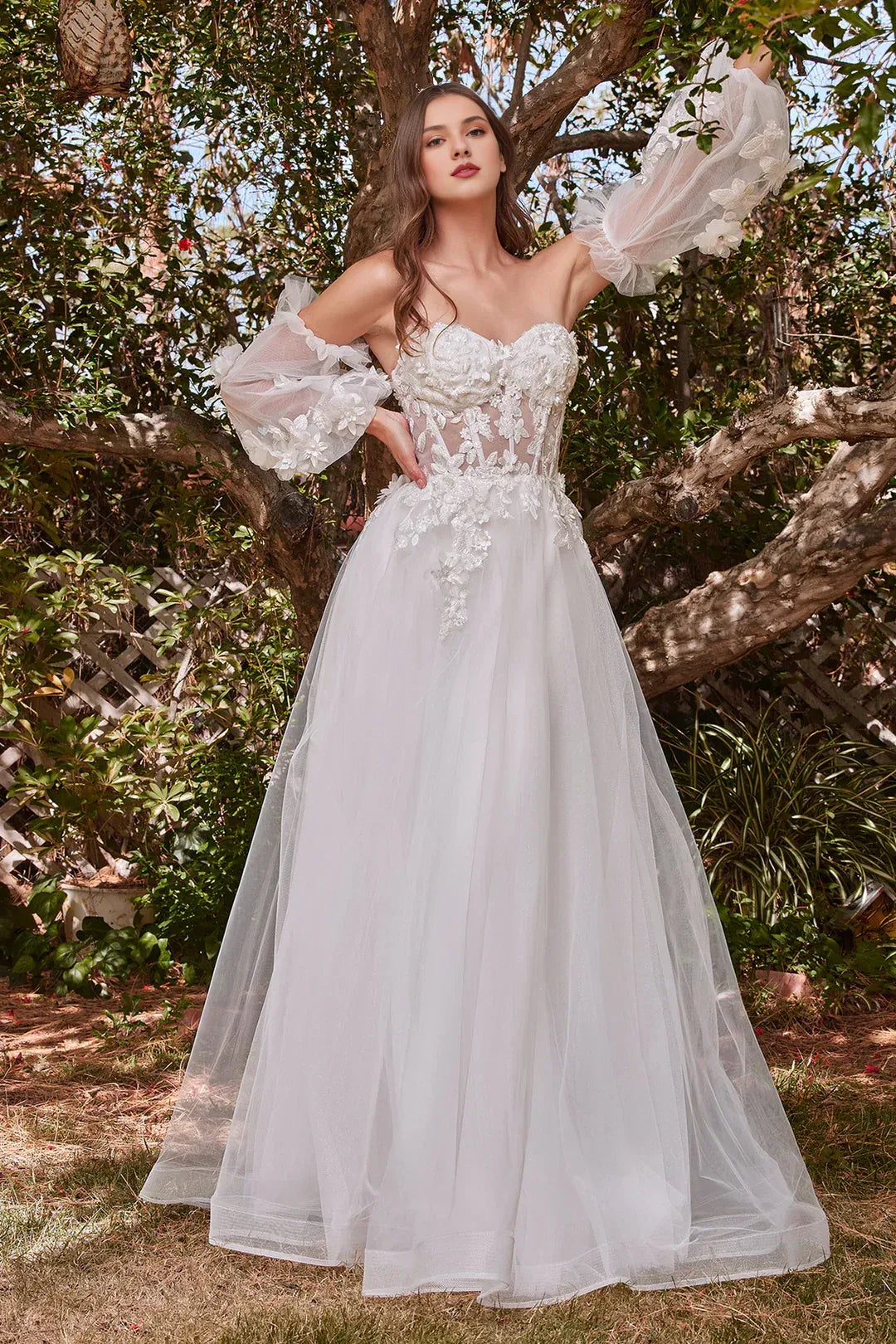 Romantic A-Line Sweetheart-Neck Off-Shoulder Floor-Length Wedding Dress