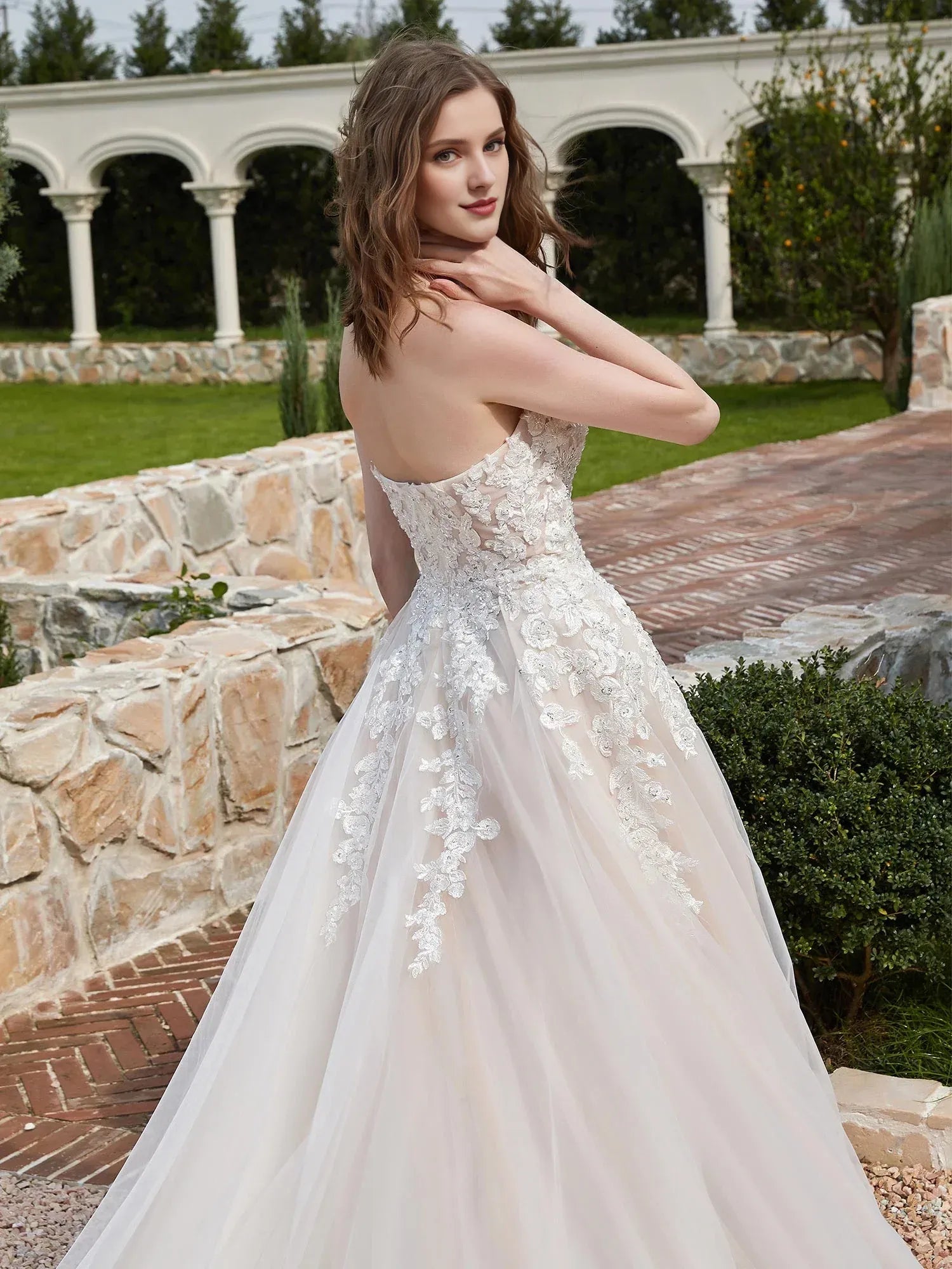 Romantic A-Line Sweetheart-Neck Strapless Floor-Length Wedding Dress