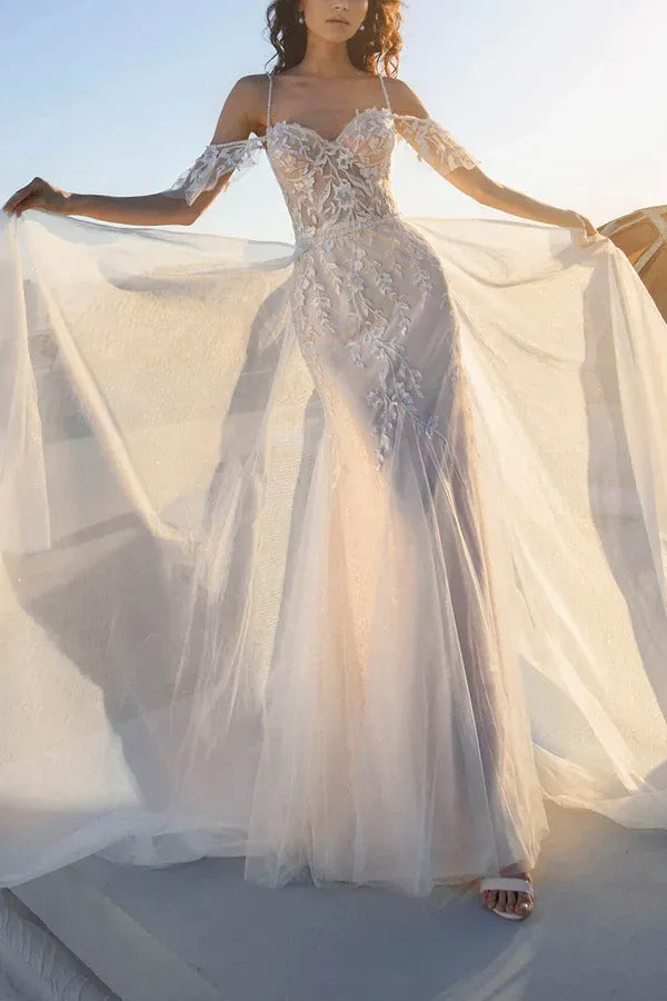 Romantic Sweetheart Off-the-Shoulder Mermaid Floor-Length Wedding Dress
