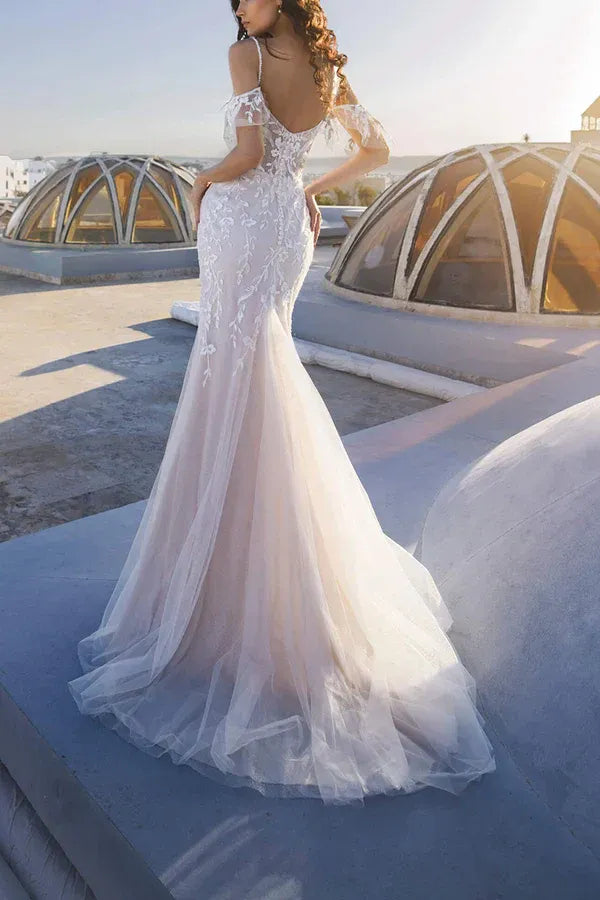 Romantic Sweetheart Off-the-Shoulder Mermaid Floor-Length Wedding Dress