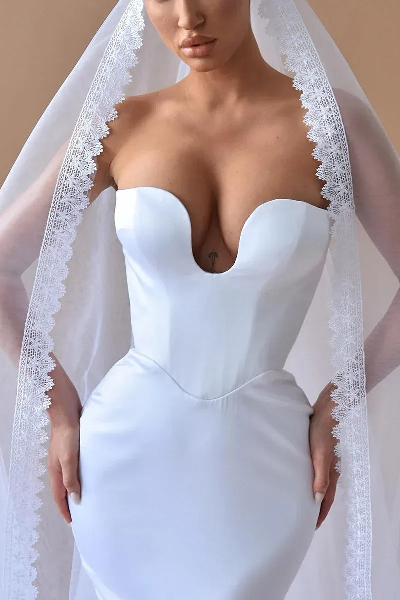 Sculptural Strapless Sweetheart Mermaid Floor-Length Wedding Dress
