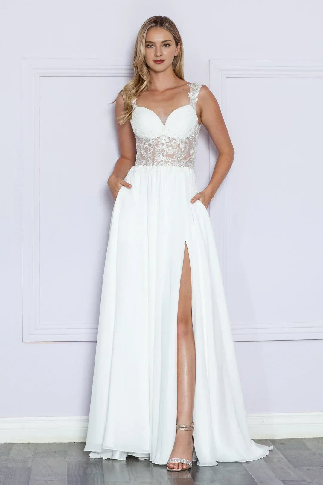Serene A-Line Sweetheart-Neck Cap-Strap Floor-Length Wedding Dress