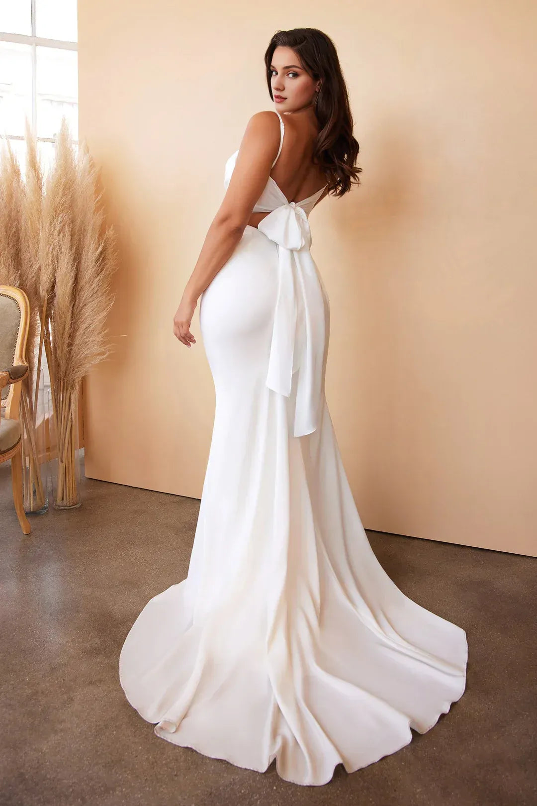 Sultry Mermaid Cowl-Neck Spaghetti-Strap Floor-Length Wedding Dress