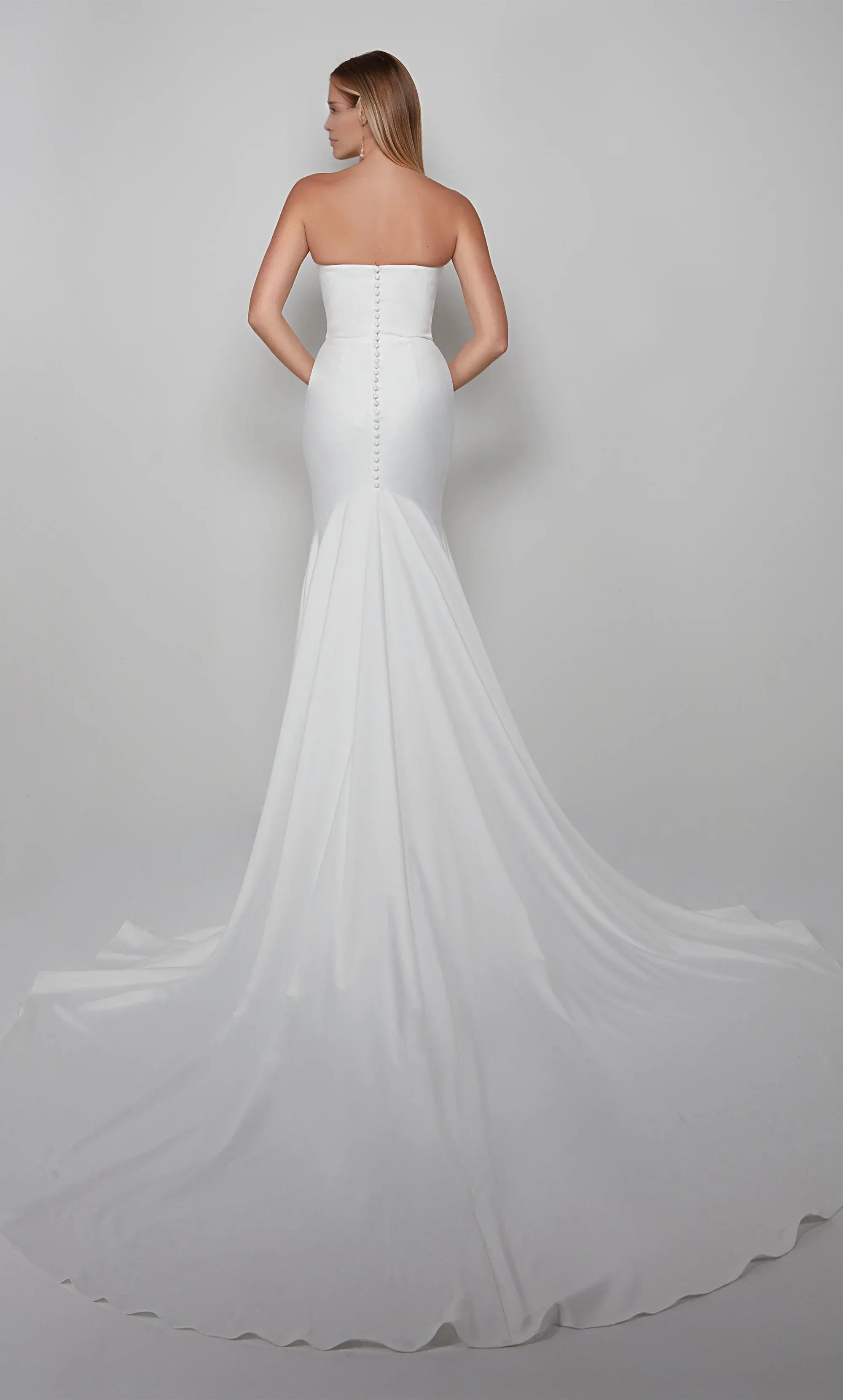 Timeless Satin Mermaid Strapless Square Neck Train Wedding Dress