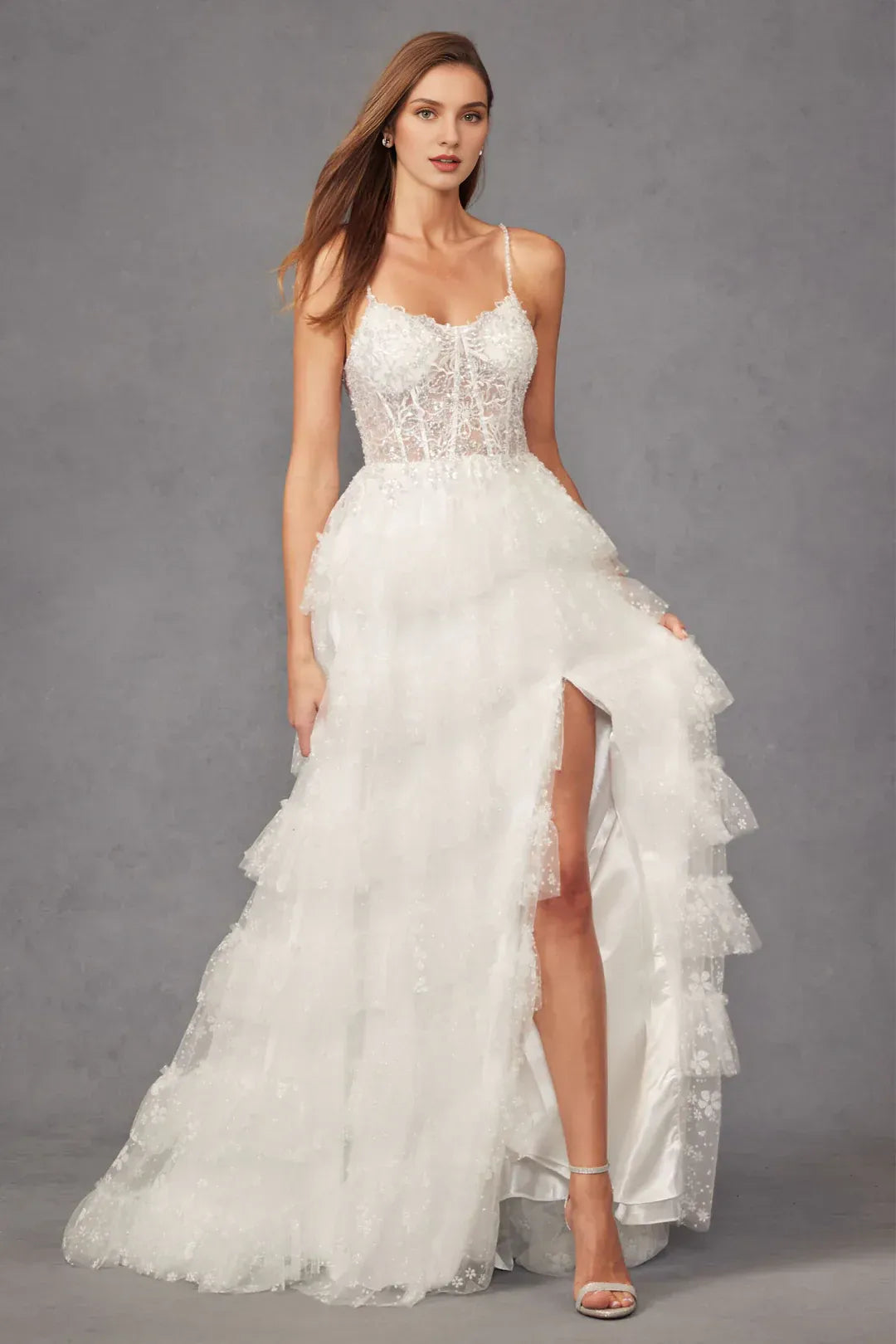 Vivid A-Line Sweetheart-Neck Spaghetti-Strap Floor-Length Wedding Dress