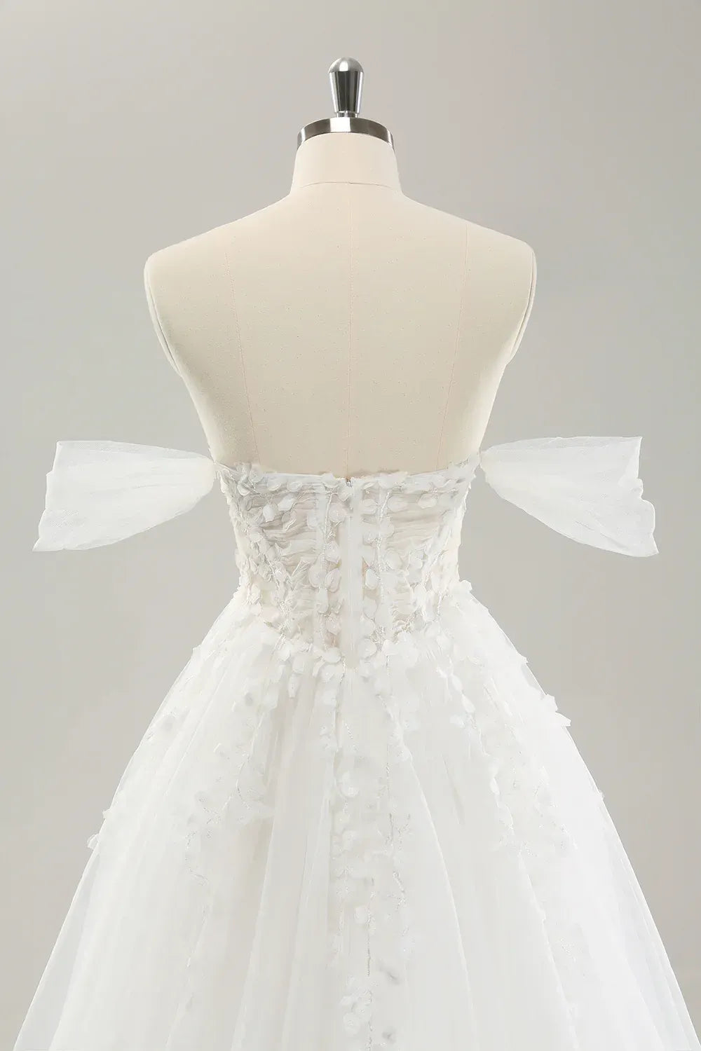 Whimsical A-Line Off-the-Shoulder Floor-Length Wedding Dress