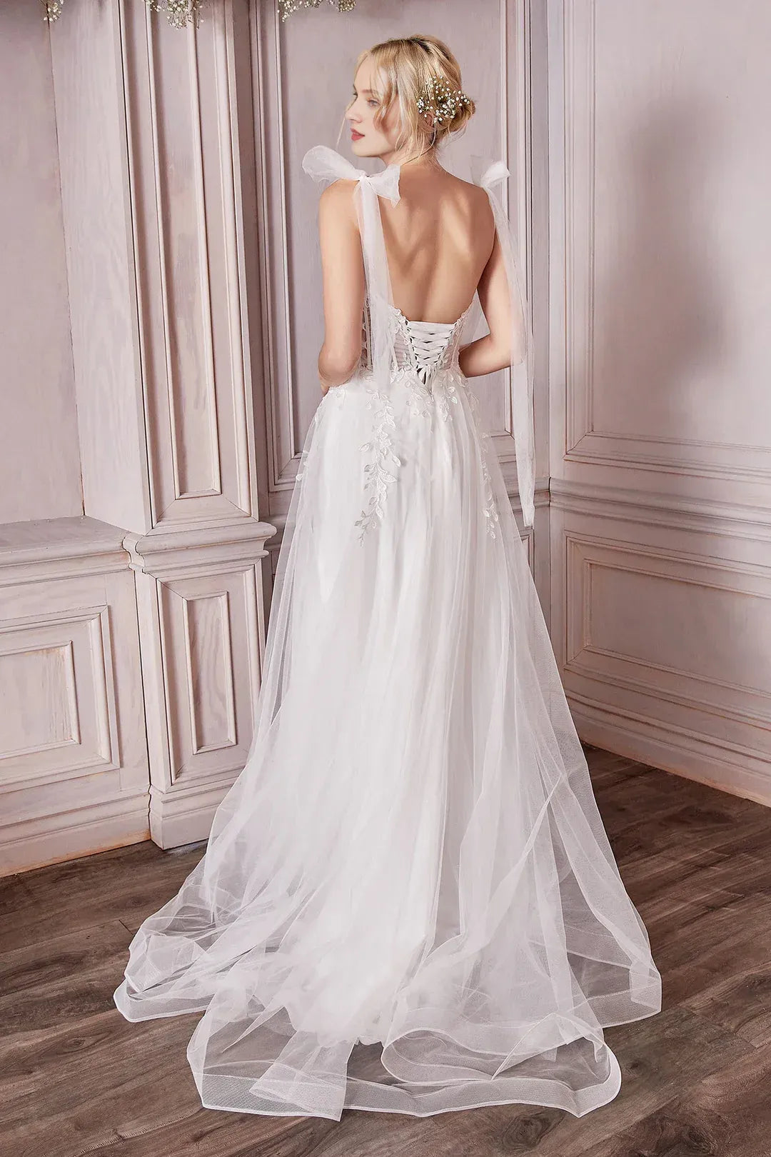 Whimsical A-Line Sweetheart-Neck Bow-Strap Floor-Length Wedding Dress