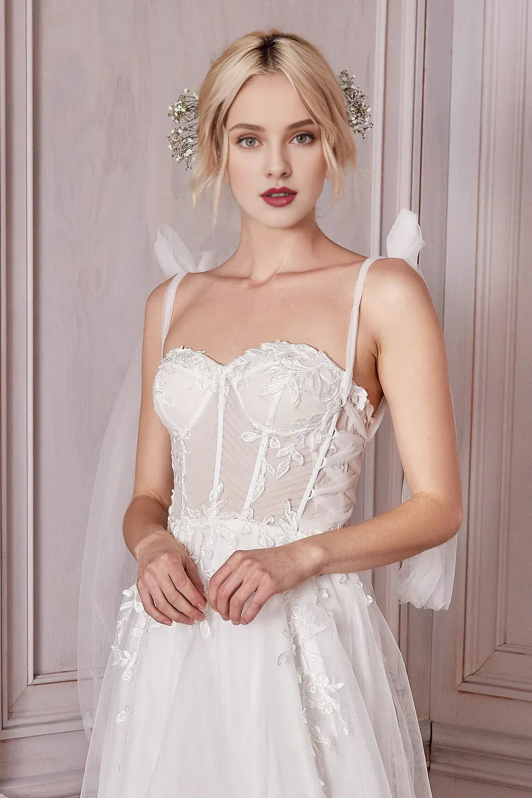 Whimsical A-Line Sweetheart-Neck Bow-Strap Floor-Length Wedding Dress