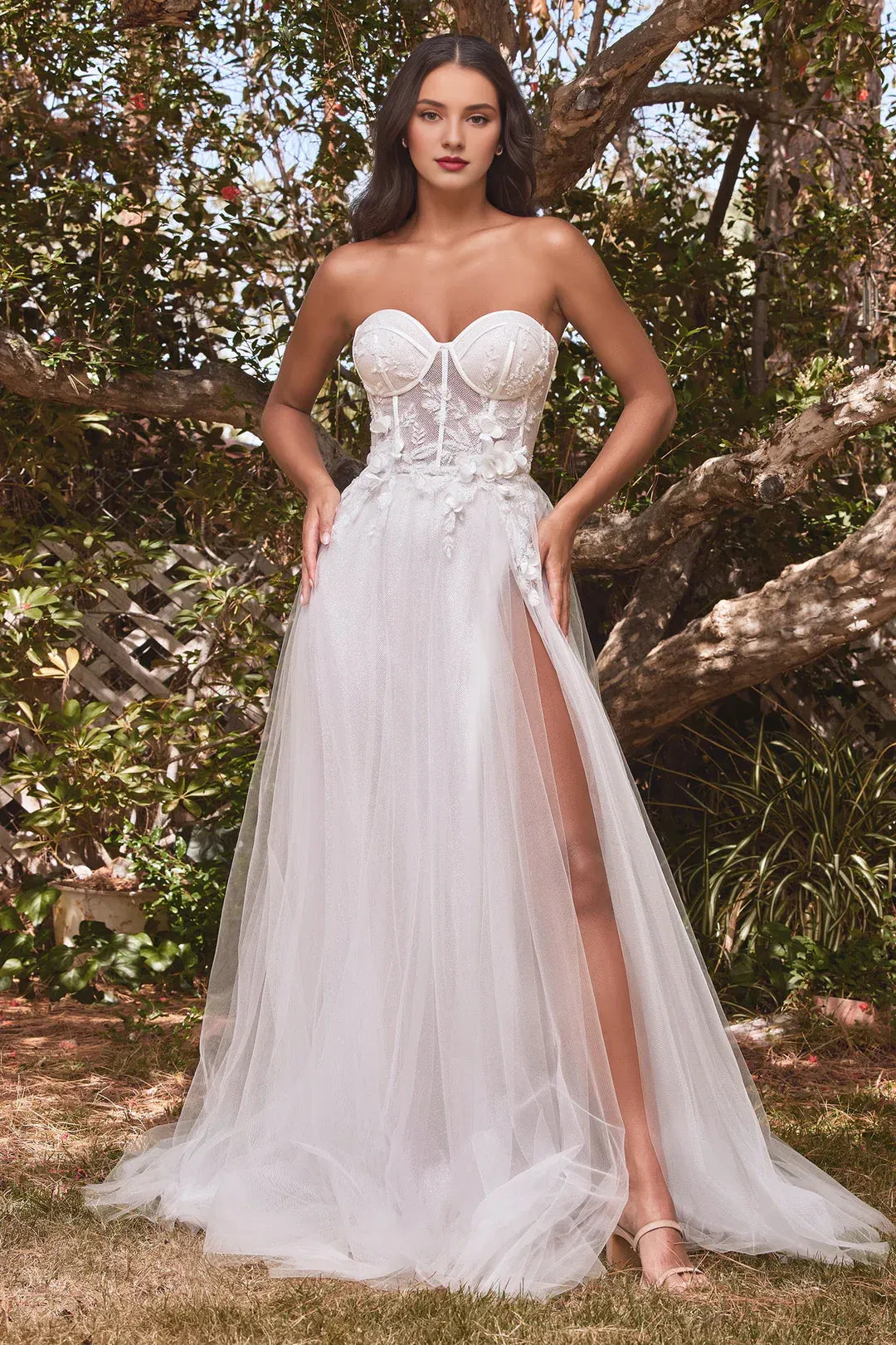 Whimsical A-Line Sweetheart-Neck Puff-Sleeve Floor-Length Wedding Dress