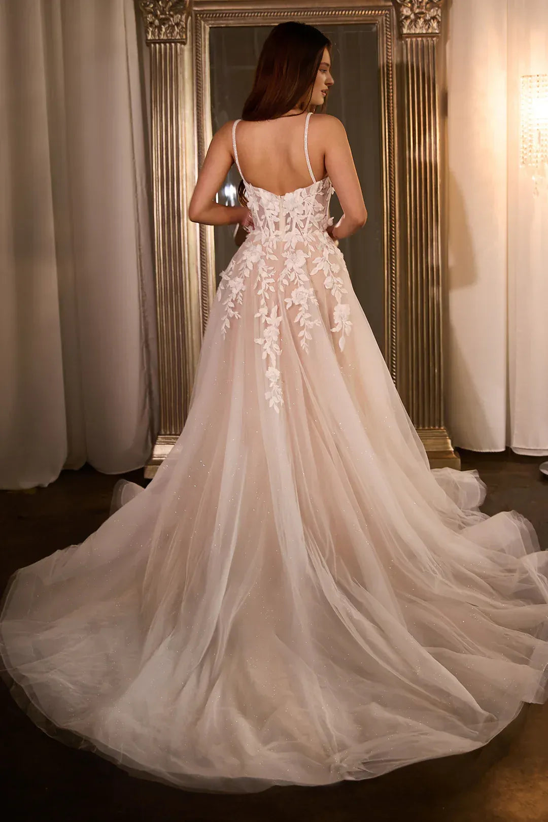 Whimsical A-Line Sweetheart-Neck Spaghetti-Strap Floor-Length Wedding Dress
