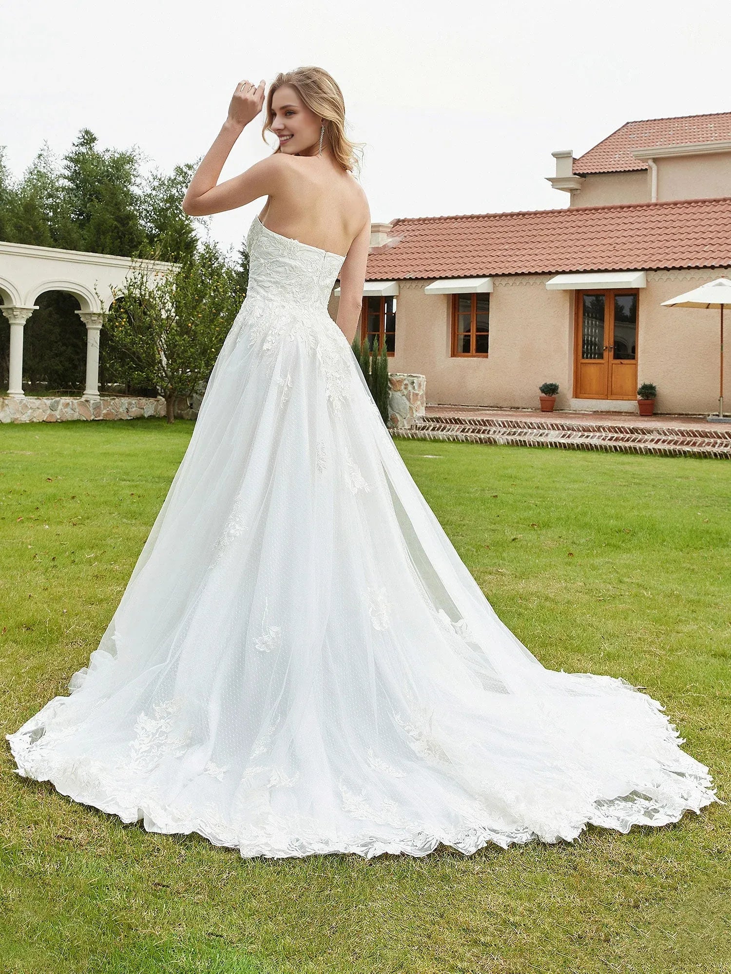 Whimsical A-Line Sweetheart-Neck Strapless Floor-Length Wedding Dress