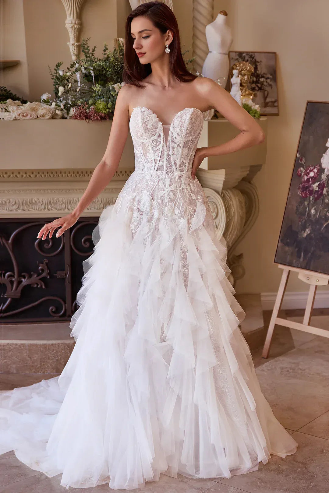 Whimsical Ball-Gown Strapless Floor-Length Wedding Dress