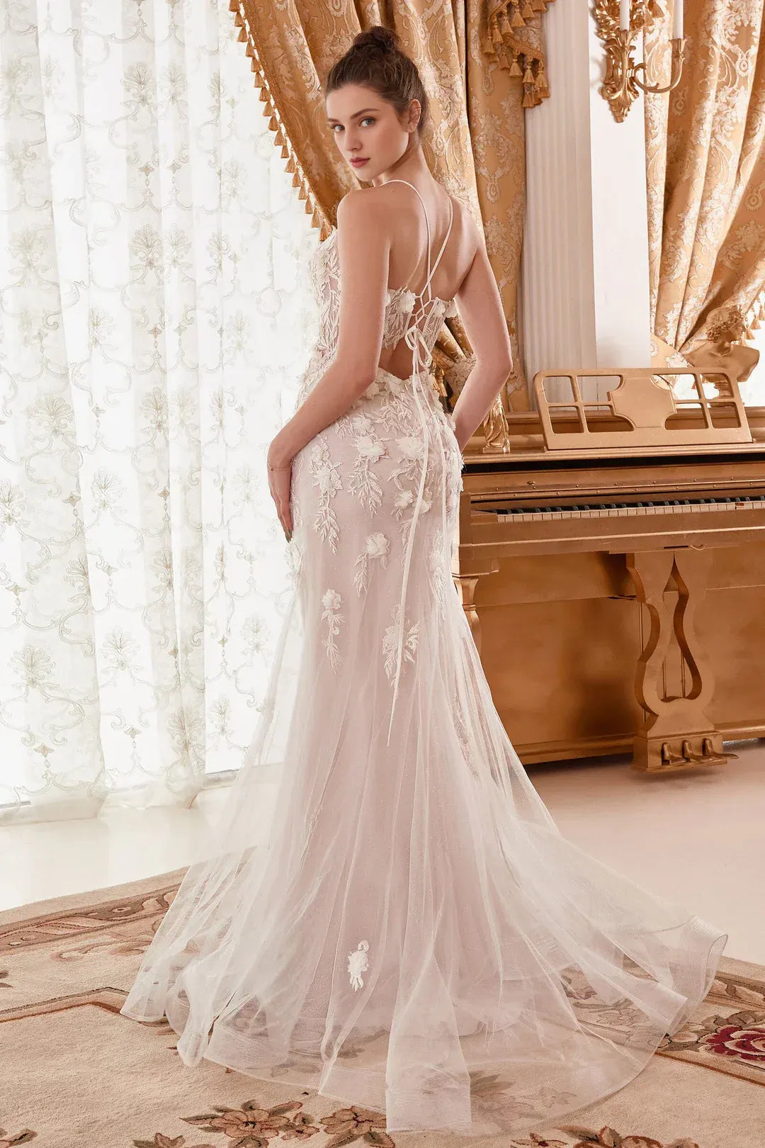 Whimsical Mermaid Square-Neck Spaghetti-Strap Floor-Length Wedding Dress