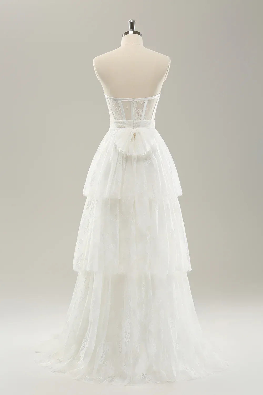 Whimsical Tiered Strapless Floor-Length Wedding Dress
