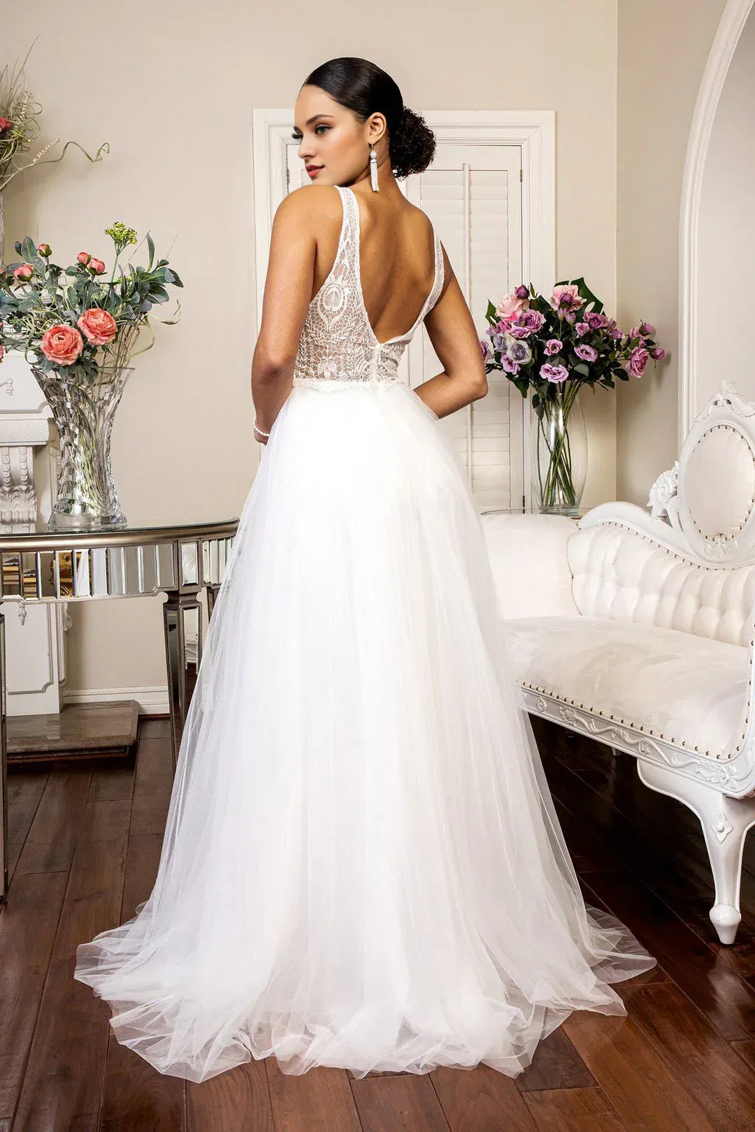 Wholesome A-Line V-Neck Spaghetti-Strap Floor-Length Wedding Dress