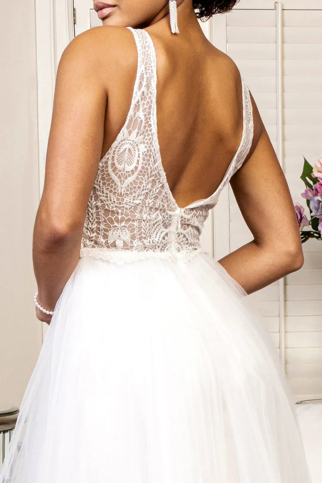 Wholesome A-Line V-Neck Spaghetti-Strap Floor-Length Wedding Dress